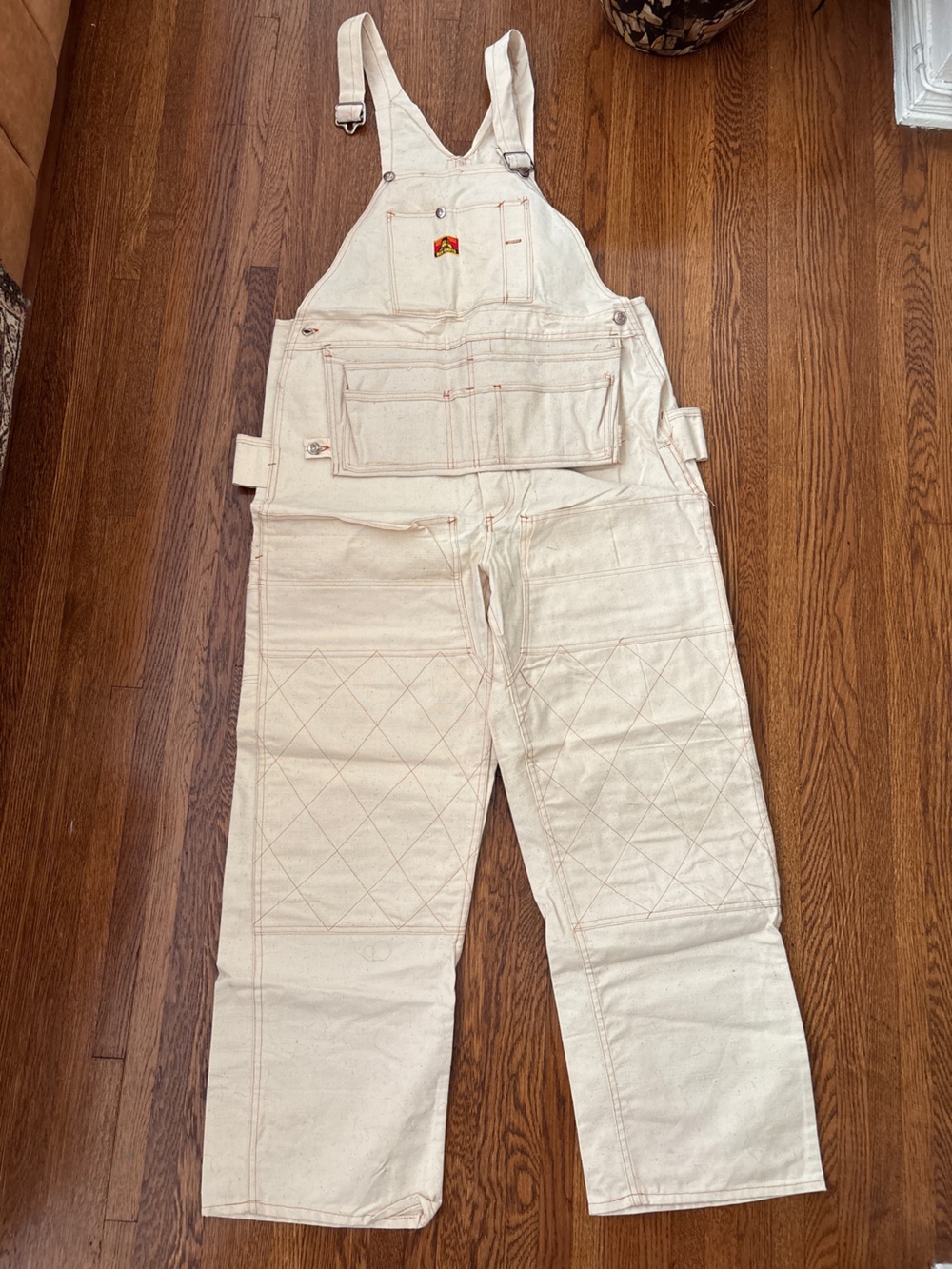 NWT BEN DAVIS VINTAGE DEADSTOCK Cream Workwear Canvas Overalls